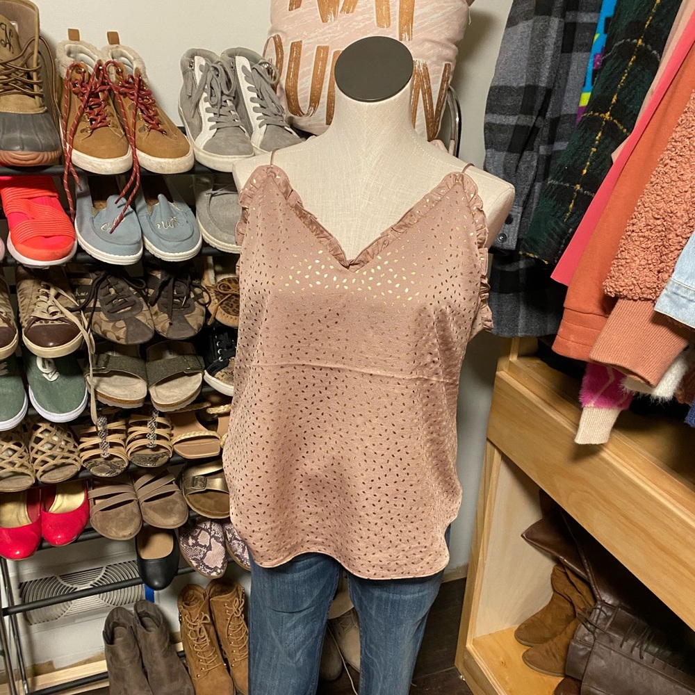 Beige cami with gold glitter specks